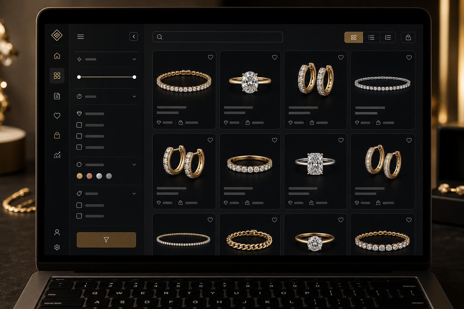 CoreSuite ERP line sheet interface showing jewelry product catalog